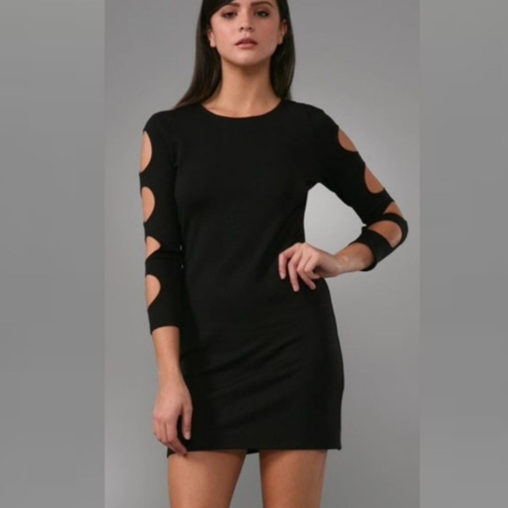 Alice + Olivia Black Cutout Sleeve Dress